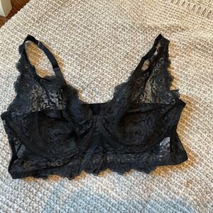 Leonisa Black Lace Underwire Bra 38C Adjustable Straps Unpadded Hook Eye Closure